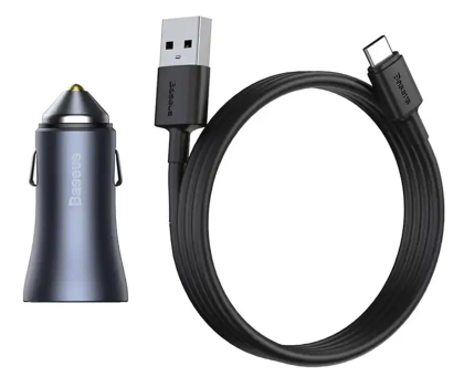Ładowarka do smartfonów Baseus Golden Contactor Pro Car Charger U+U Grey + cable